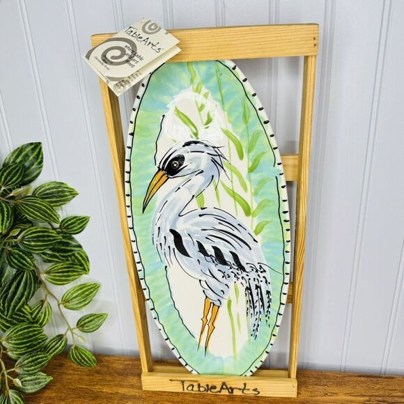 Vintage 16” Table Arts Large Oval Serving Platter Heron Debra Cherniawsky 1996 - Picture 1 of 15